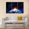 planet earth in outer space Multi Panel Canvas Wall Art