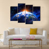 planet earth in outer space Multi Panel Canvas Wall Art