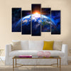 planet earth in outer space Multi Panel Canvas Wall Art