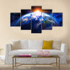 planet earth in outer space Multi Panel Canvas Wall Art