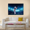 Professional baseball players on the grand arena in night Multi panel canvas wall art