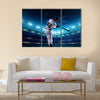 Professional baseball players on the grand arena in night Multi panel canvas wall art