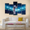 Professional baseball players on the grand arena in night Multi panel canvas wall art