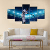 Professional baseball players on the grand arena in night Multi panel canvas wall art