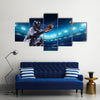 Professional baseball players on the grand arena in night Multi Panel Canvas Wall Art