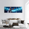 Baseball players on the grand arena in night panoramic canvas wall art