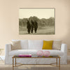 World War II era soldiers on a country road Multi Panel Canvas Wall Art