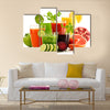 Glasses with fresh organic vegetable and fruit juices isolated on white, Detox diet, Multi panel canvas wall art