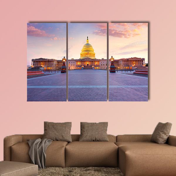 Capitol building Washington DC sunset at US congress canvas wall art