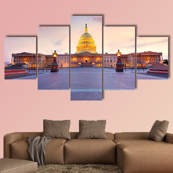 Capitol building Washington DC sunset at US congress canvas wall art