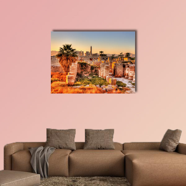 View of the Karnak temple in the evening Egypt multi panel canvas wall art