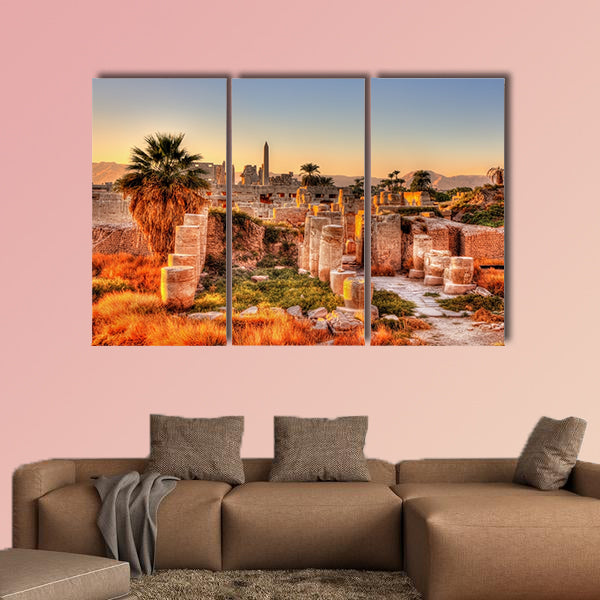 View of the Karnak temple in the evening Egypt multi panel canvas wall art