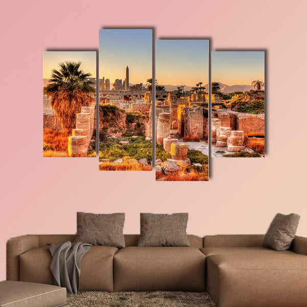 View of the Karnak temple in the evening Egypt multi panel canvas wall art