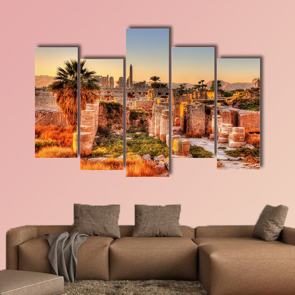 View of the Karnak temple in the evening Egypt multi panel canvas wall art