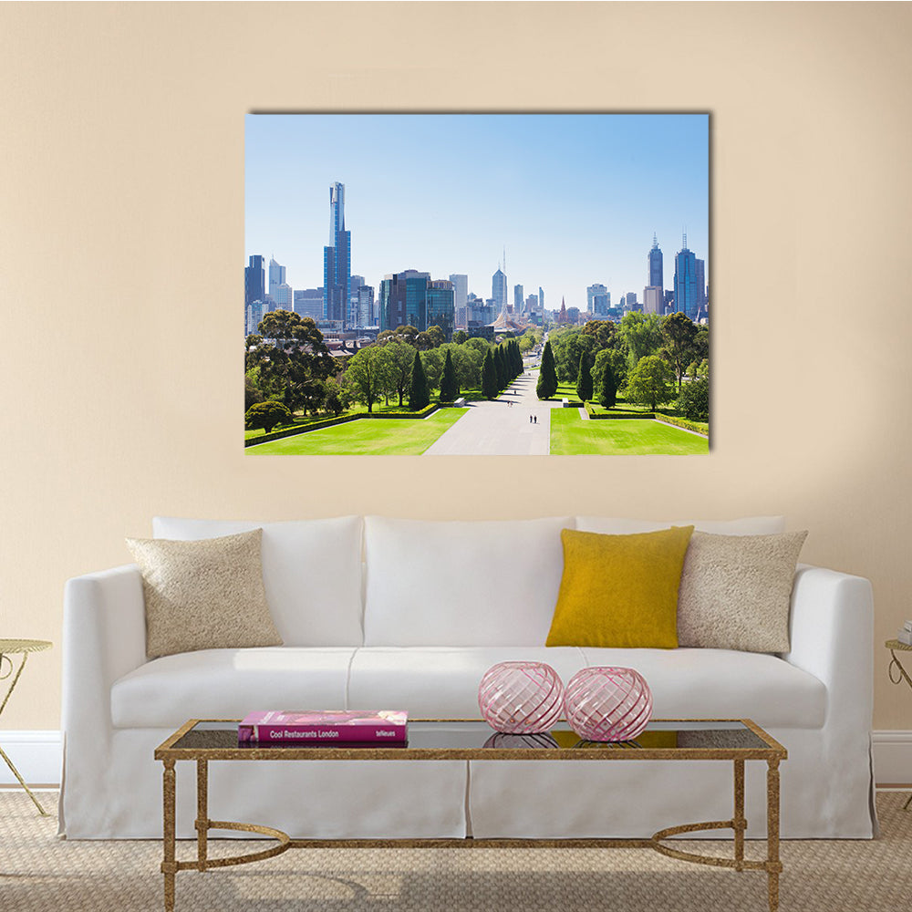 View of the skyline in Melbourne, Australia multi panel canvas wall art