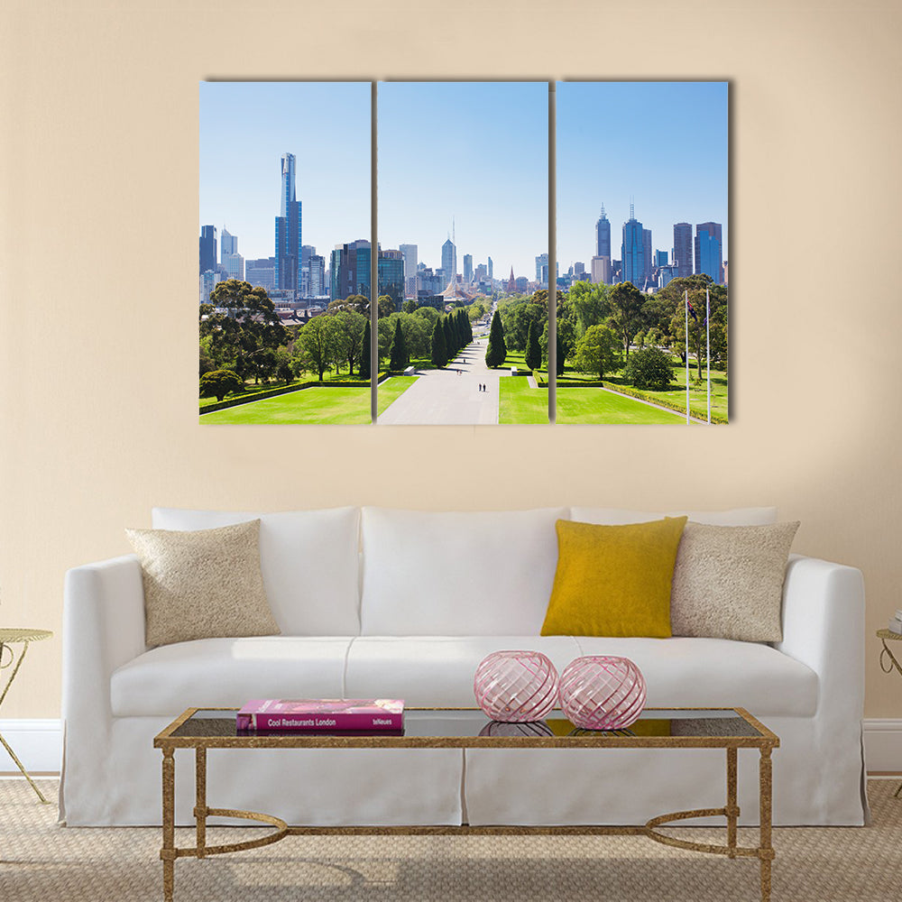 View of the skyline in Melbourne, Australia multi panel canvas wall art