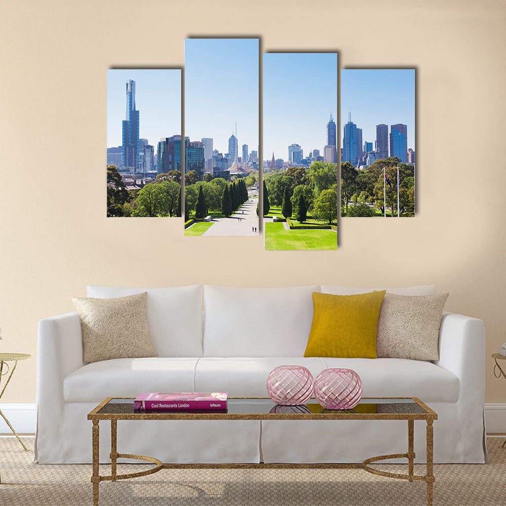 View of the skyline in Melbourne, Australia multi panel canvas wall art