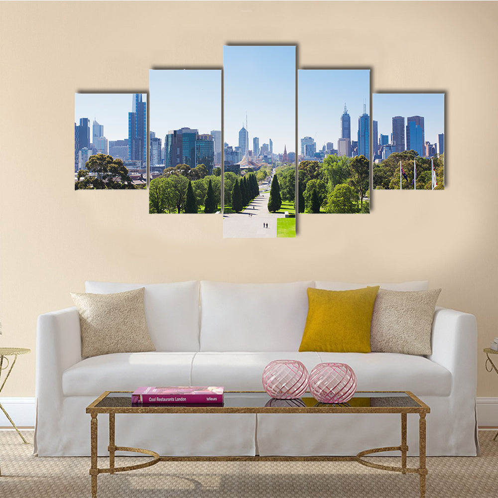 View of the skyline in Melbourne, Australia multi panel canvas wall art