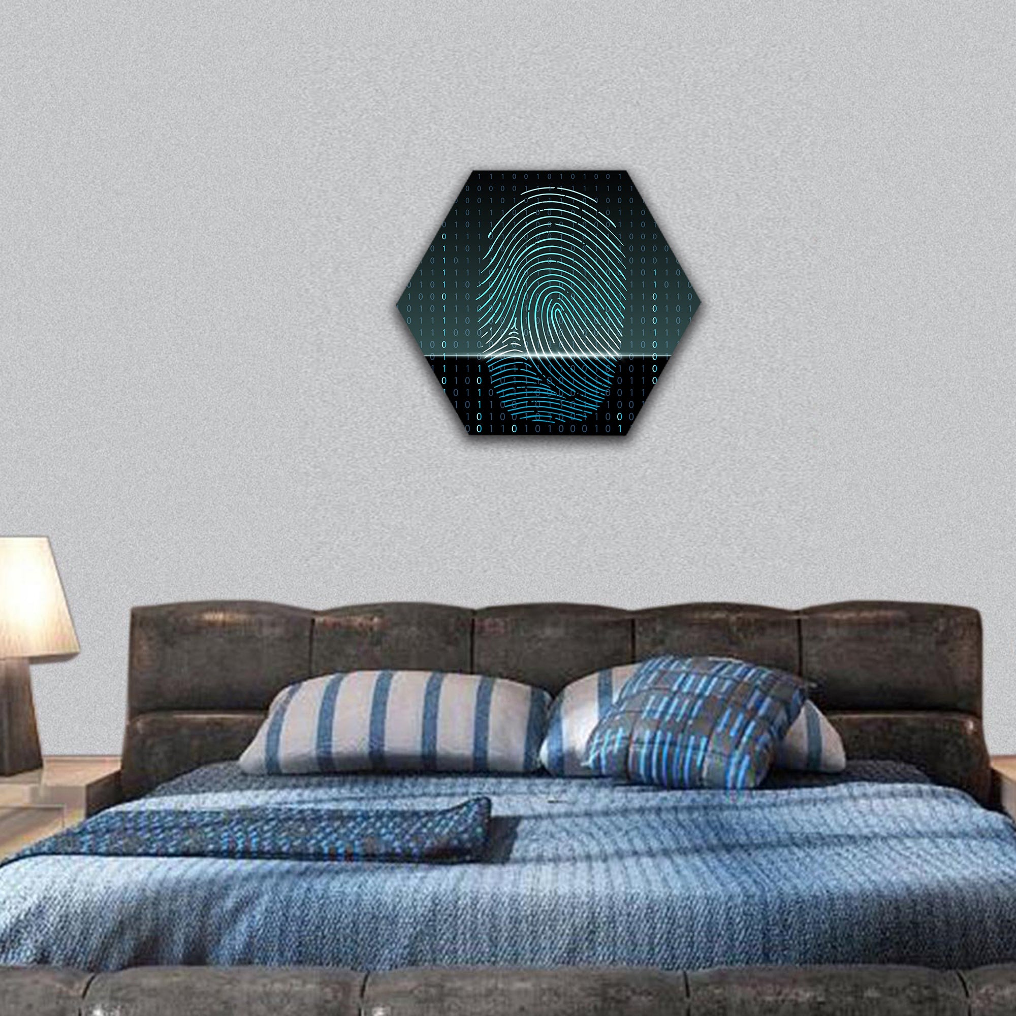fingerprint scan hexagonal canvas wall art