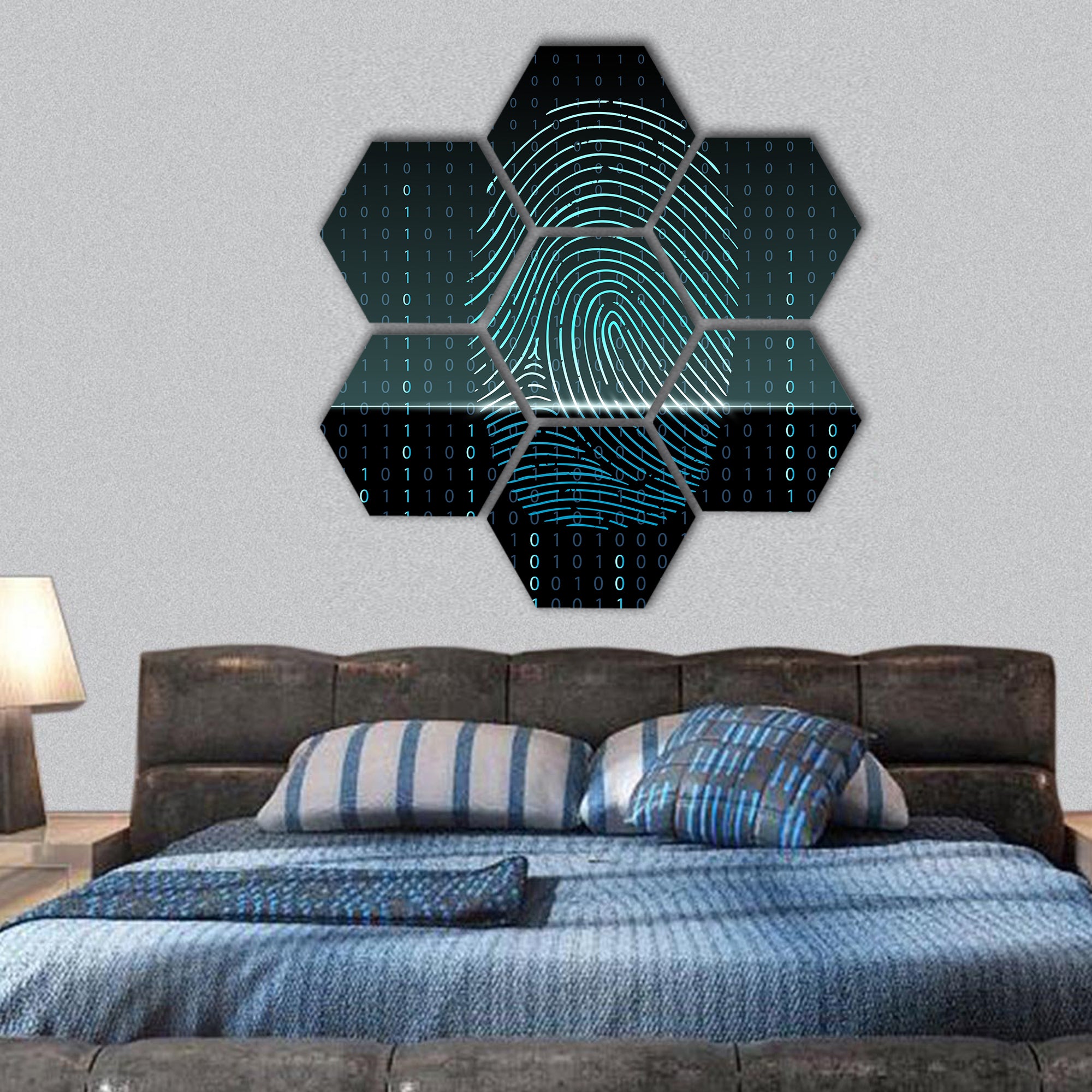 fingerprint scan hexagonal canvas wall art