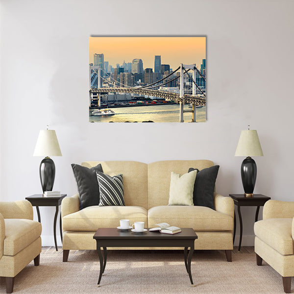Tokyo skyline with Tokyo tower and rainbow bridge Multi panel canvas wall art