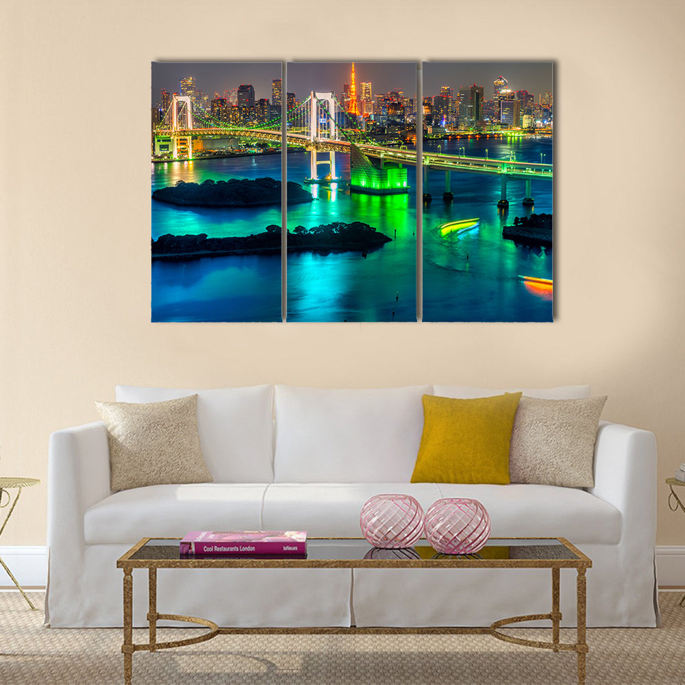 Tokyo skyline with Tokyo tower and rainbow bridge, Wall Art