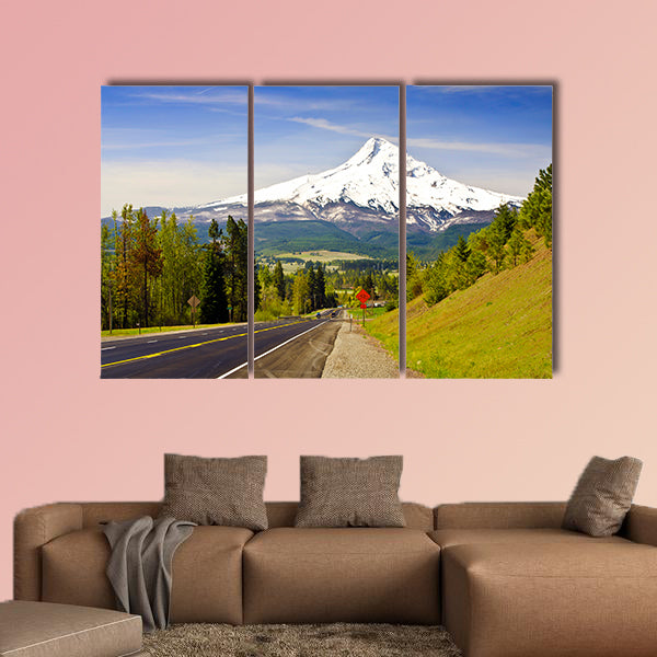 Mt Hood from a Road at Hood River Multi panel canvas wall art