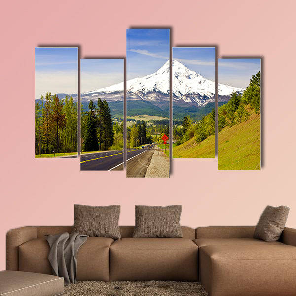 Mt Hood from a Road at Hood River Multi panel canvas wall art