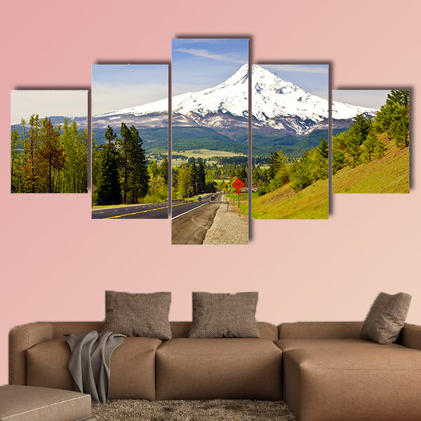 Mt Hood from a Road at Hood River Multi panel canvas wall art