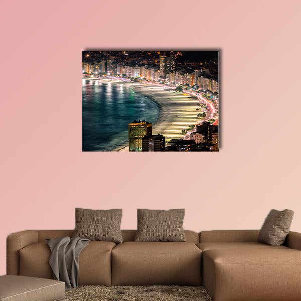 Copacabana Beach at night in Rio de Janeiro, Brazil multi panel canvas wall art