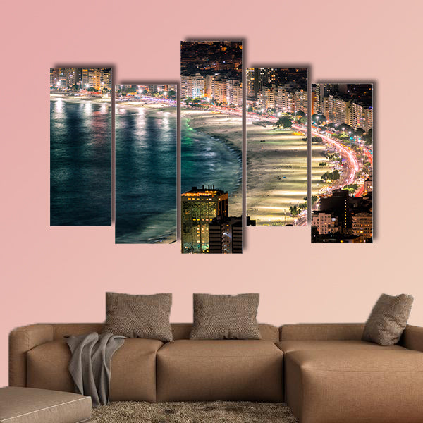 Copacabana Beach at night in Rio de Janeiro, Brazil multi panel canvas wall art