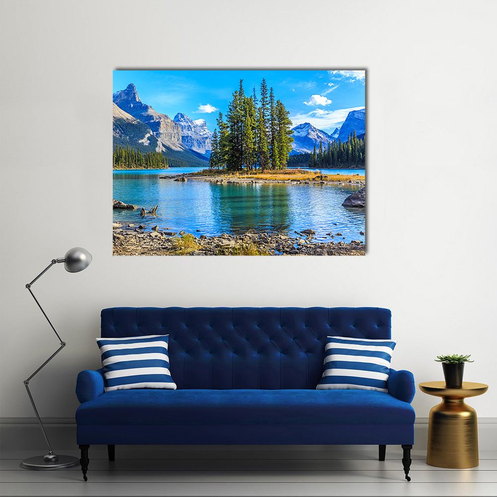 The Maligne Lake With A Spirit Island, Multi Panel Canvas Wall Art