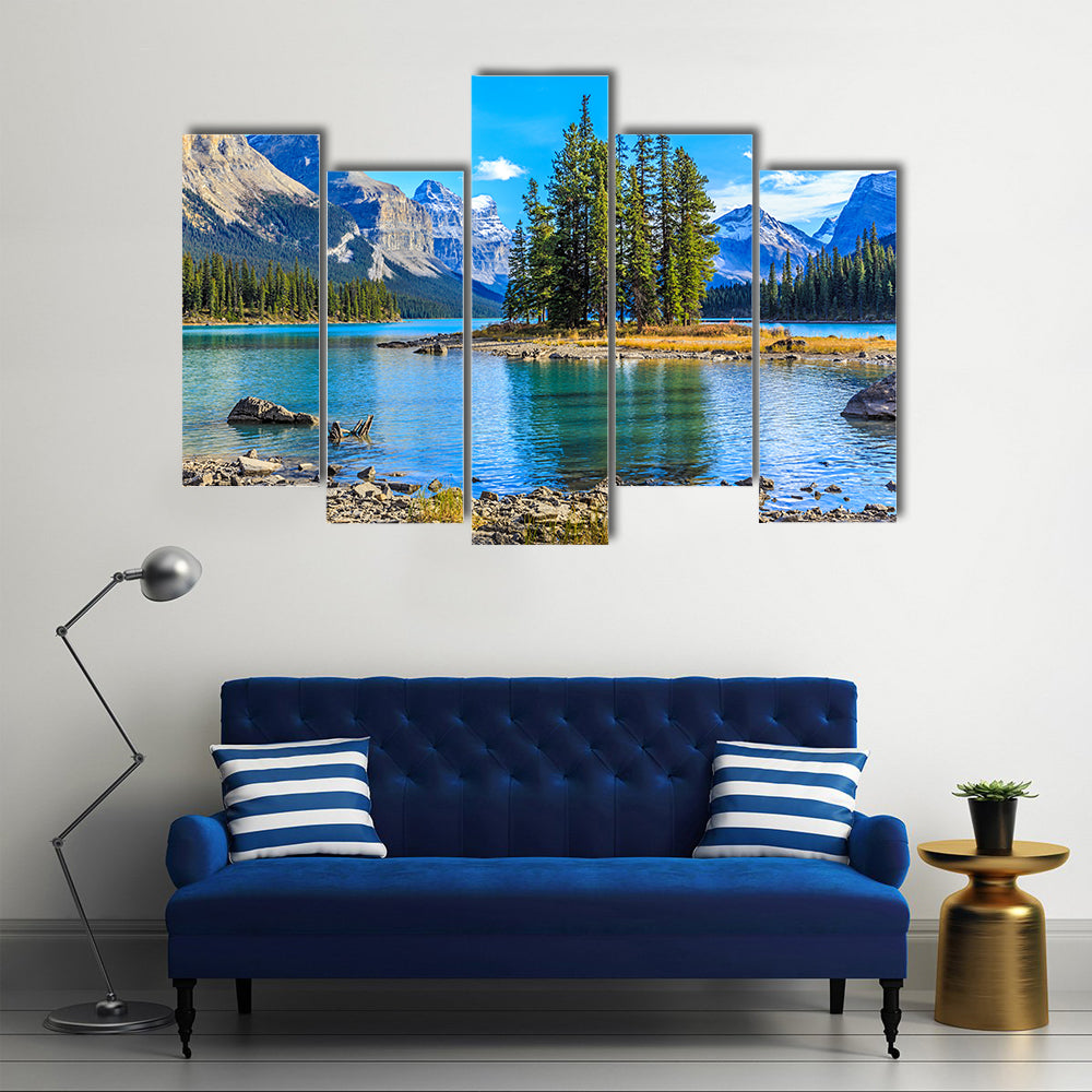 The Maligne Lake With A Spirit Island, Multi Panel Canvas Wall Art