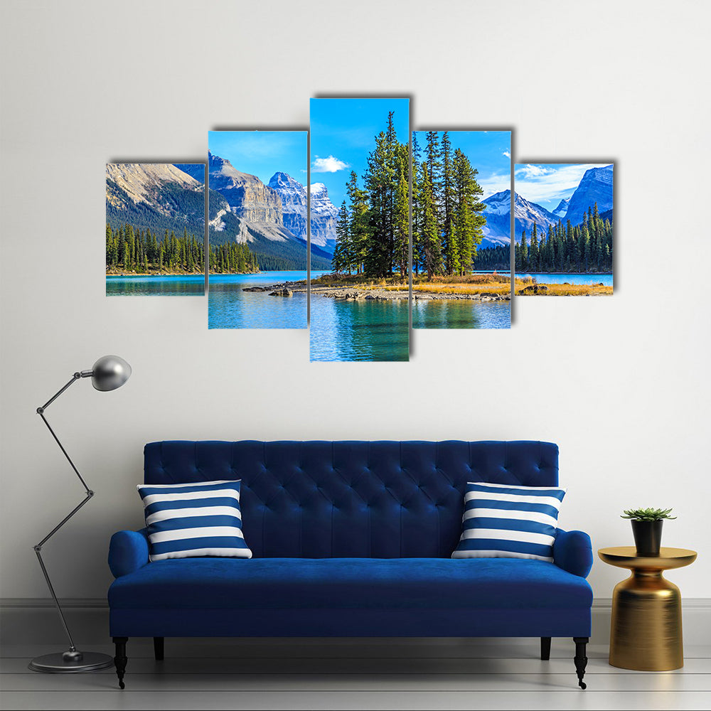 Beautiful Maligne Lake In The Spirit Land, Multi Panel Canvas Wall Art