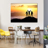 Silhouettes of Team on Mountain Peak Sport and Active Life Concept Multi Panel Canvas Wall Art