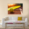 Tennis ball on a tennis court Multi panel canvas wall art