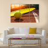 Tennis ball on a tennis court Multi panel canvas wall art