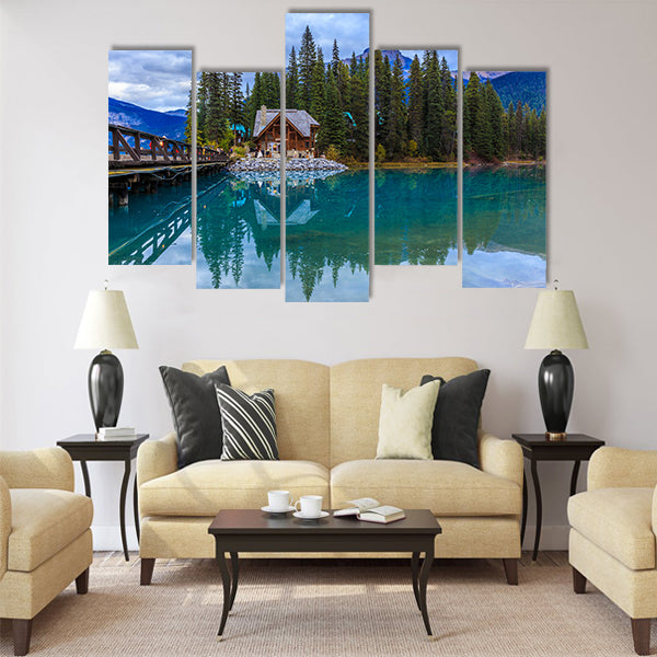 Amazing Emerald lake multi panel canvas wall art