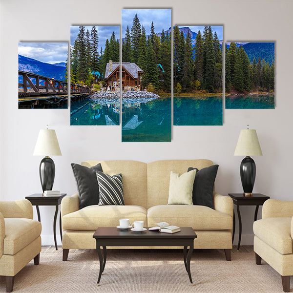 Amazing Emerald lake multi panel canvas wall art