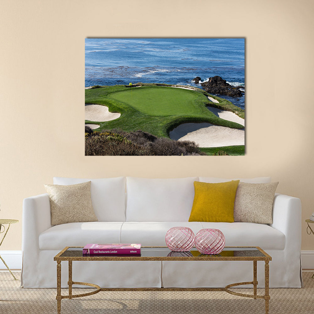 A view of hole 7 at Pebble Beach golf links Multi Panel Canvas Wall Art