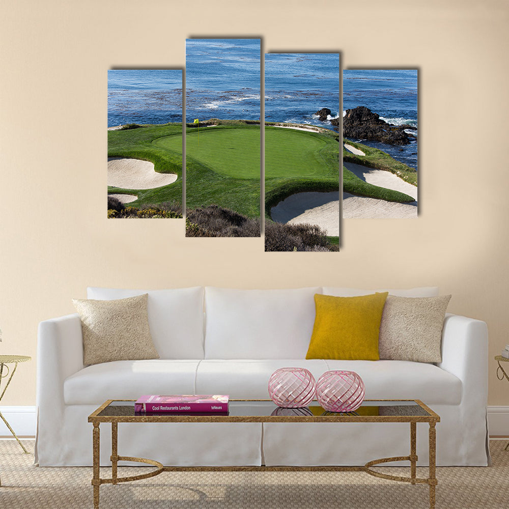 A view of hole 7 at Pebble Beach golf links Multi Panel Canvas Wall Art