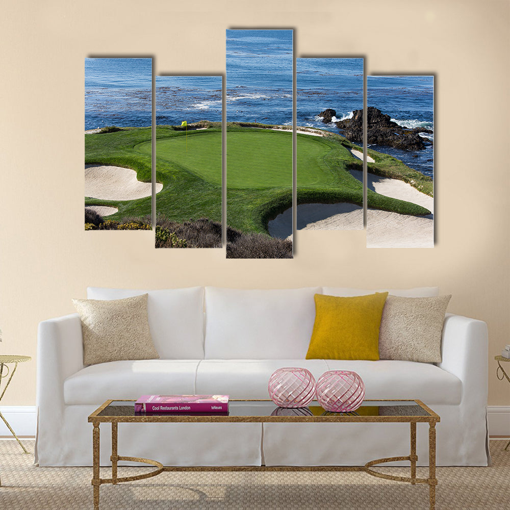 A view of hole 7 at Pebble Beach golf links Multi Panel Canvas Wall Art