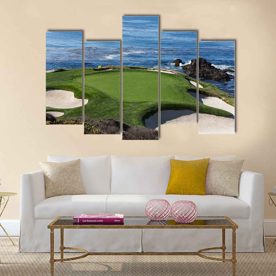 A view of hole 7 at Pebble Beach golf links Multi Panel Canvas Wall Art
