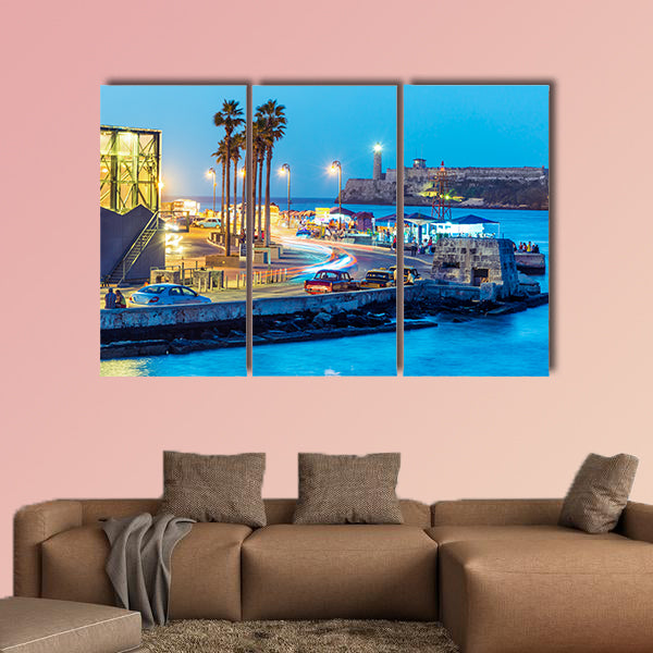 Night falling in Old Havana multi panel canvas wall art