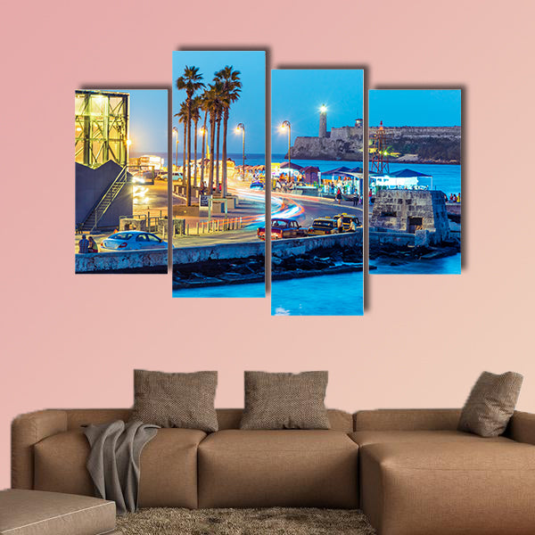 Night falling in Old Havana multi panel canvas wall art