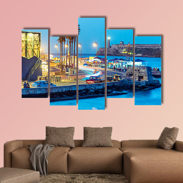 Night falling in Old Havana multi panel canvas wall art