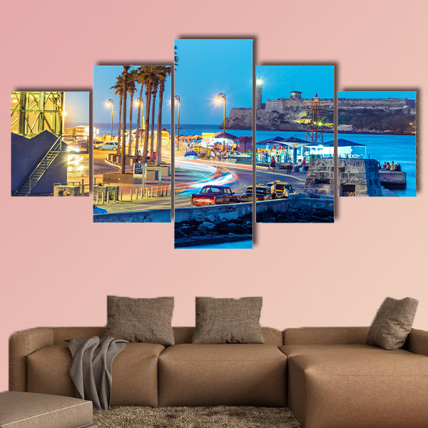 Night falling in Old Havana multi panel canvas wall art