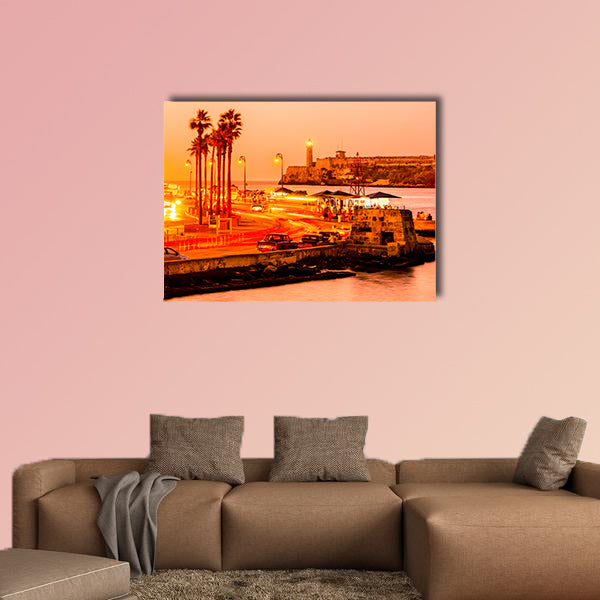 Romantic sunset in Old Havana multi panel canvas wall art
