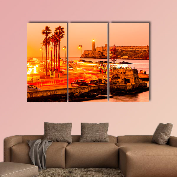 Romantic sunset in Old Havana multi panel canvas wall art