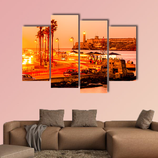 Romantic sunset in Old Havana multi panel canvas wall art